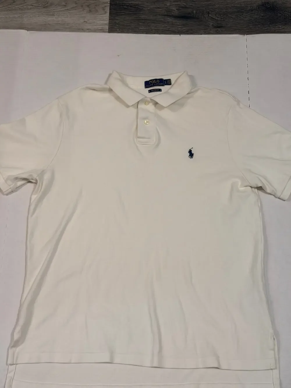 Polo Ralph Lauren Mens Large Custom Fit White Short Sleeve Pony Logo Polo Shirt